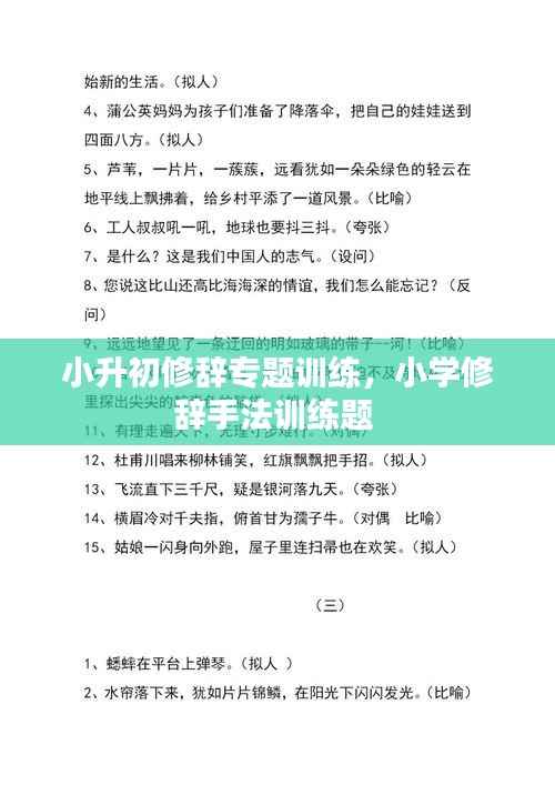 小升初修辞专题训练,小学修辞手法训练题